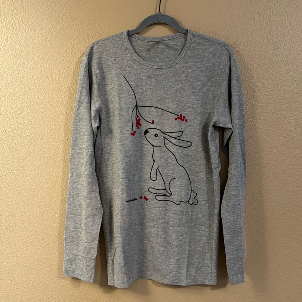 Adorable long sleeve hand printed bunny shirt